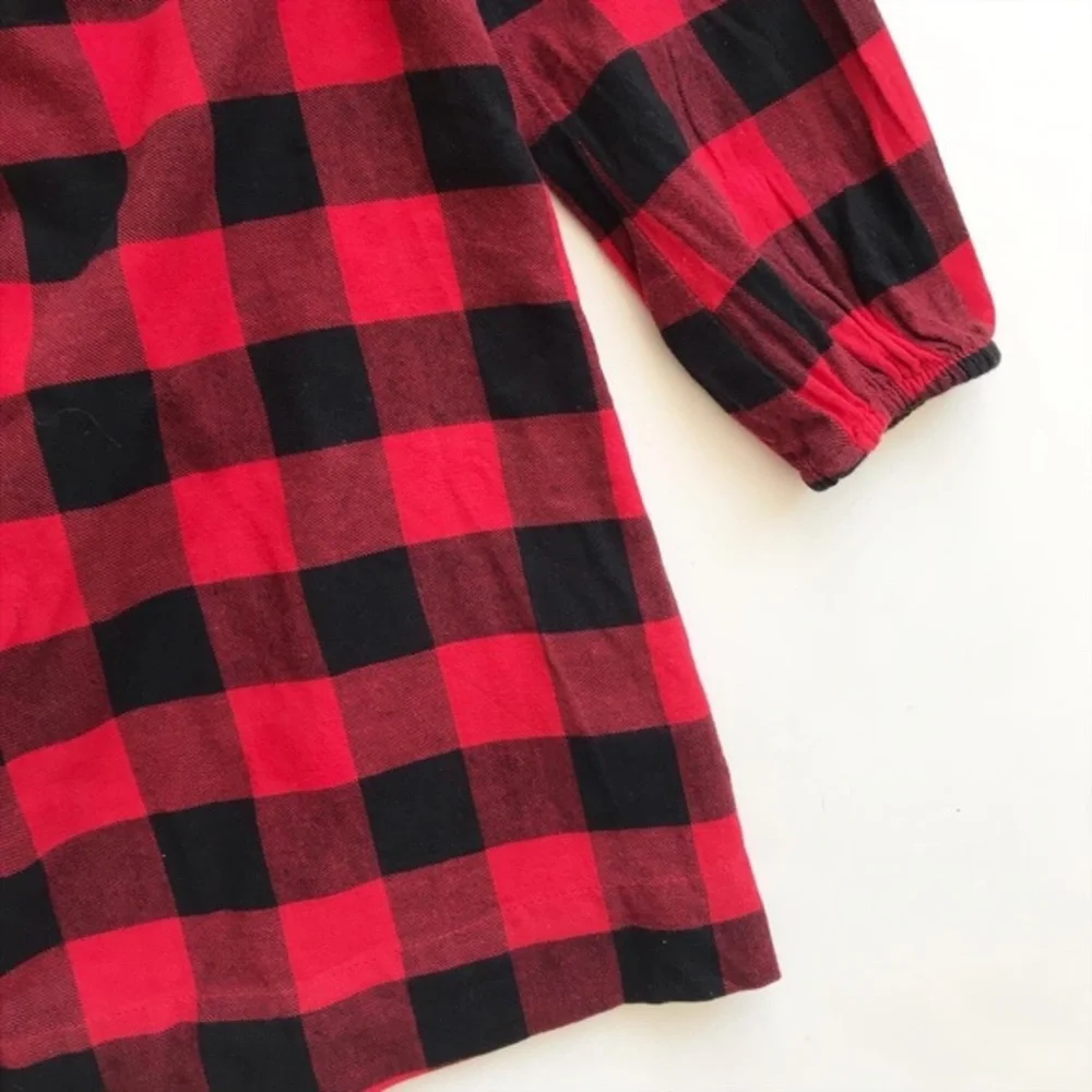 Babygap red/black buffalo plaid ruffle dress EUC 18-24 months